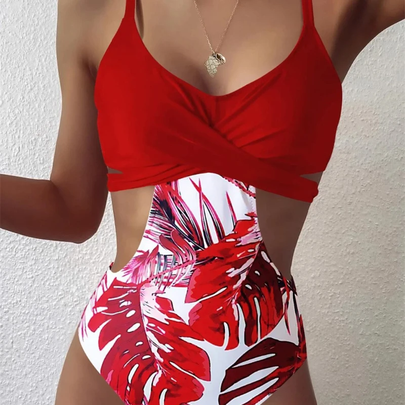 Buen trato Bañador de una pieza de secado rápido para mujer, ropa de baño Sexy, Monokini rojo, espalda abierta, alta elasticidad lbQKMVoezYk