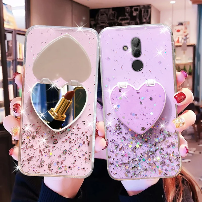 LOVECOM třpytivý zrcadlový stojánek na telefon s gradientním vzorem pro Xiaomi Mi 11 Lite 11 Ultra POCO X3 Redmi Note 10 9 Pro 10S měkký průhledný kryt_voghion.com