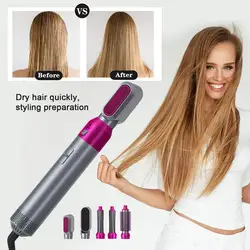 5 em 1 escova de secador de cabelo, secador de cabelo pente styler ionic escova de ar quente alisador de cabelo rolo de cabelo de íon encaracolado kit de escova destacável