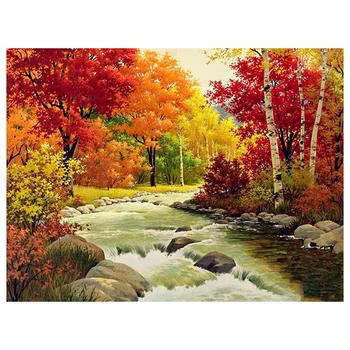 

Diamond Painting Autumn Scenery DIY Diamond Landscape Full Square Diamond Embroidery Tree Crafts Kit Decorative