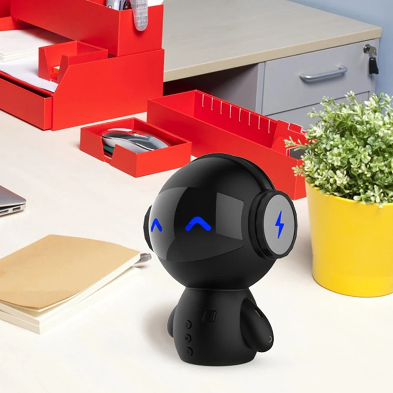 Portable Wireless Bluetooth Speaker Stereo Robot Speaker Noise Cancelling Hands-Free Call Robot Speaker