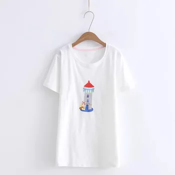 

New women t shirt print t-shirt pink short sleeve cotton tops 2018 summer fashion