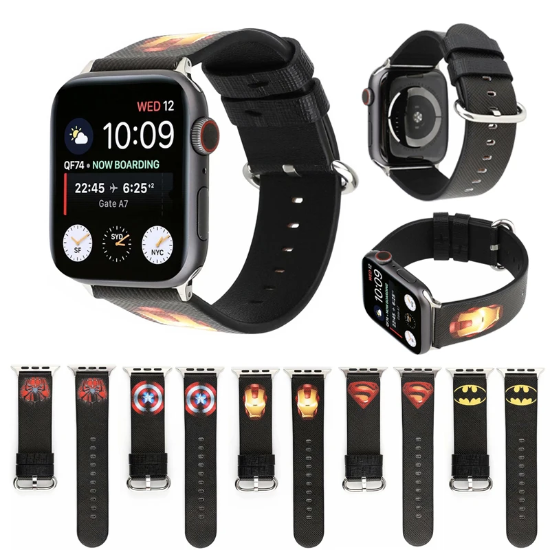 Ремешок для часов Marvel Comics Heroes кожаный ремешок Apple Watch 5 4 44 мм 40 совместимый с iWatch