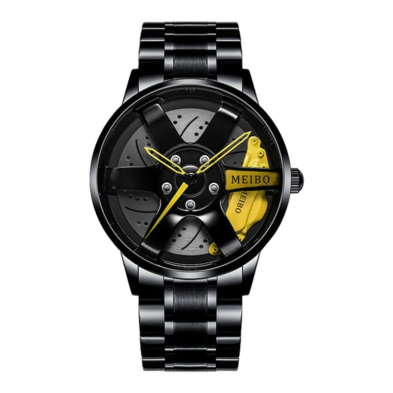Fashion Mens Car Wheel Watches Luxury Stainless Steel Waterproof Watch for Men Quartz Wrist Watches Male Clock Relogio Masculino 