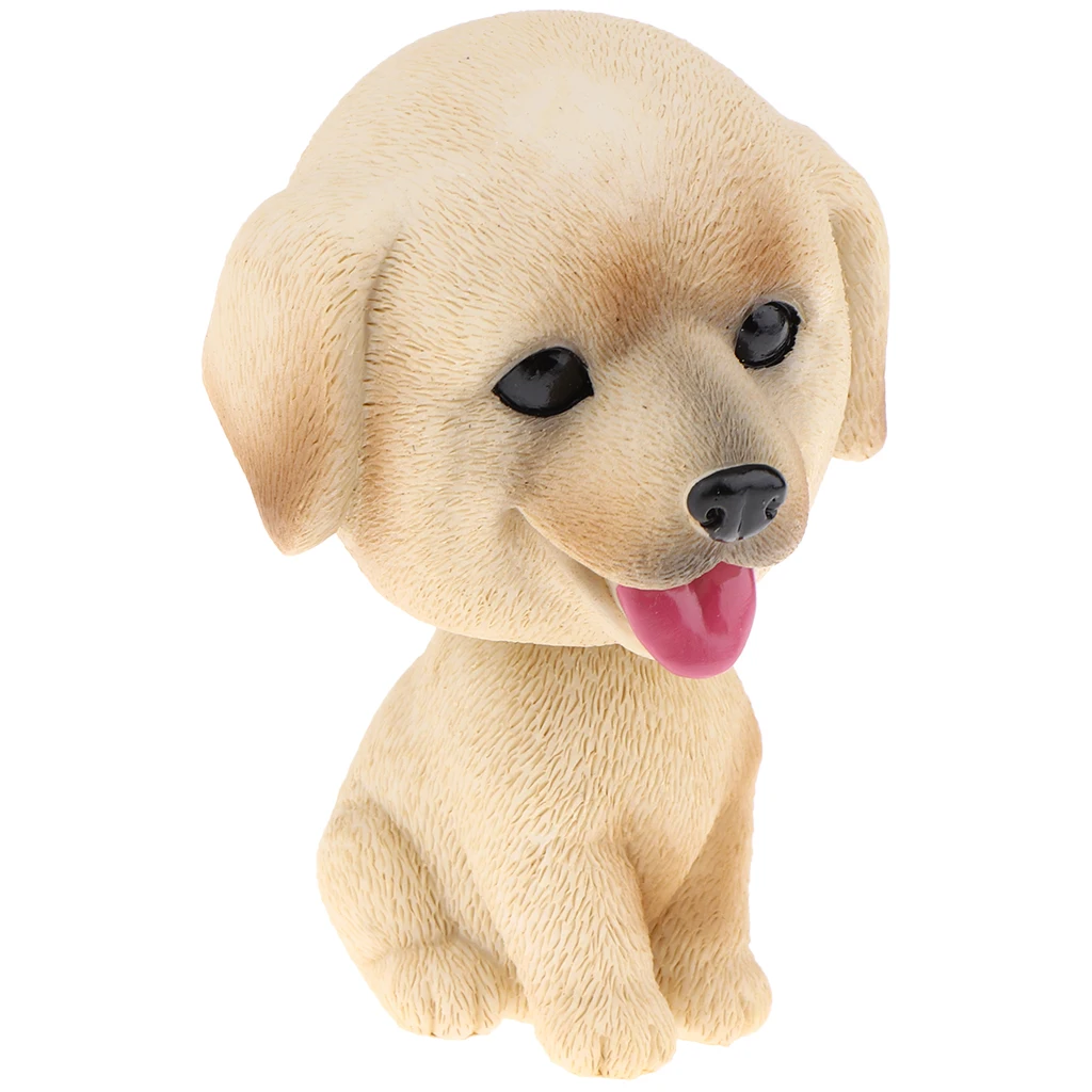 

Adorable Resin Bobblehead Puppy Dog Figurine Car Dashboard Decoration Nodding Shaking Head Kids Toy for Home Desk - Labrador