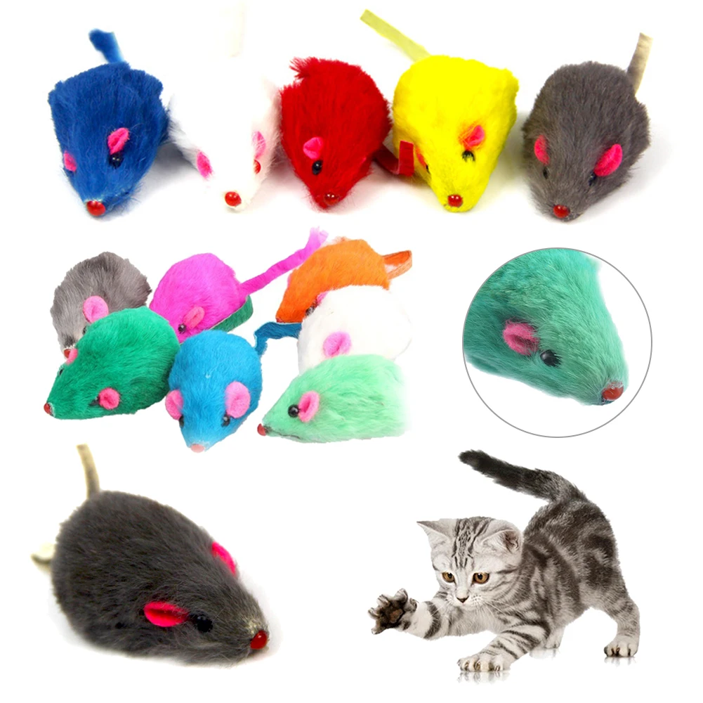 Новые игрушки для кошек с кроличьим мехом ложная мышь мини забавные в котенке 5 см