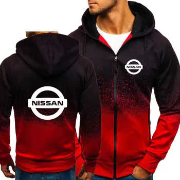 

Hoodies Men Nissan Car Logo Print Casual HipHop Harajuku Gradient color Hooded Fleece Sweatshirts zipper Jacket Man Clothing