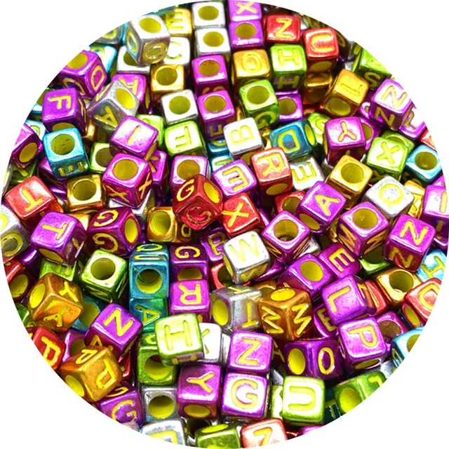 100pcs 6mm Mixed Square Alphabet Letter Beads Charms Bracelet Necklace For Jewelry Making DIY Accessories 27