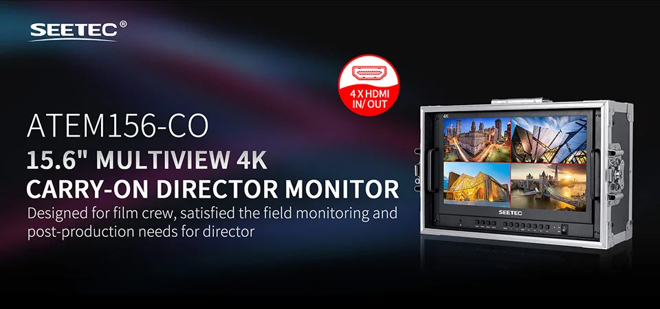 SEETEC ATEM156-CO 15.6&rdquo; 4K HDMI Multiview Portable Carry-on Live Streaming Broadcast Director Monitor for ATEM Mini Mixer Pro
