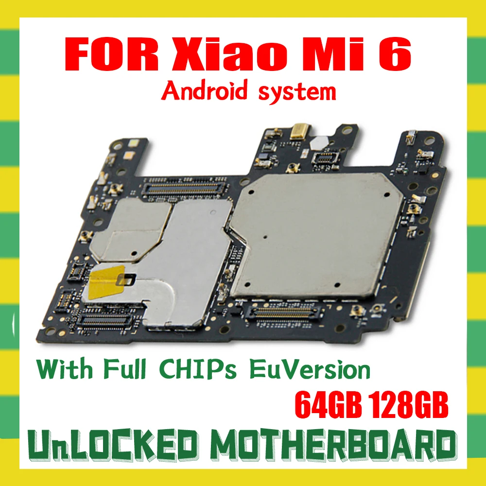 100% разблокированная оригинальная материнская плата 64 Гб 128 ГБ для Xiaomi 6 Mi с полным