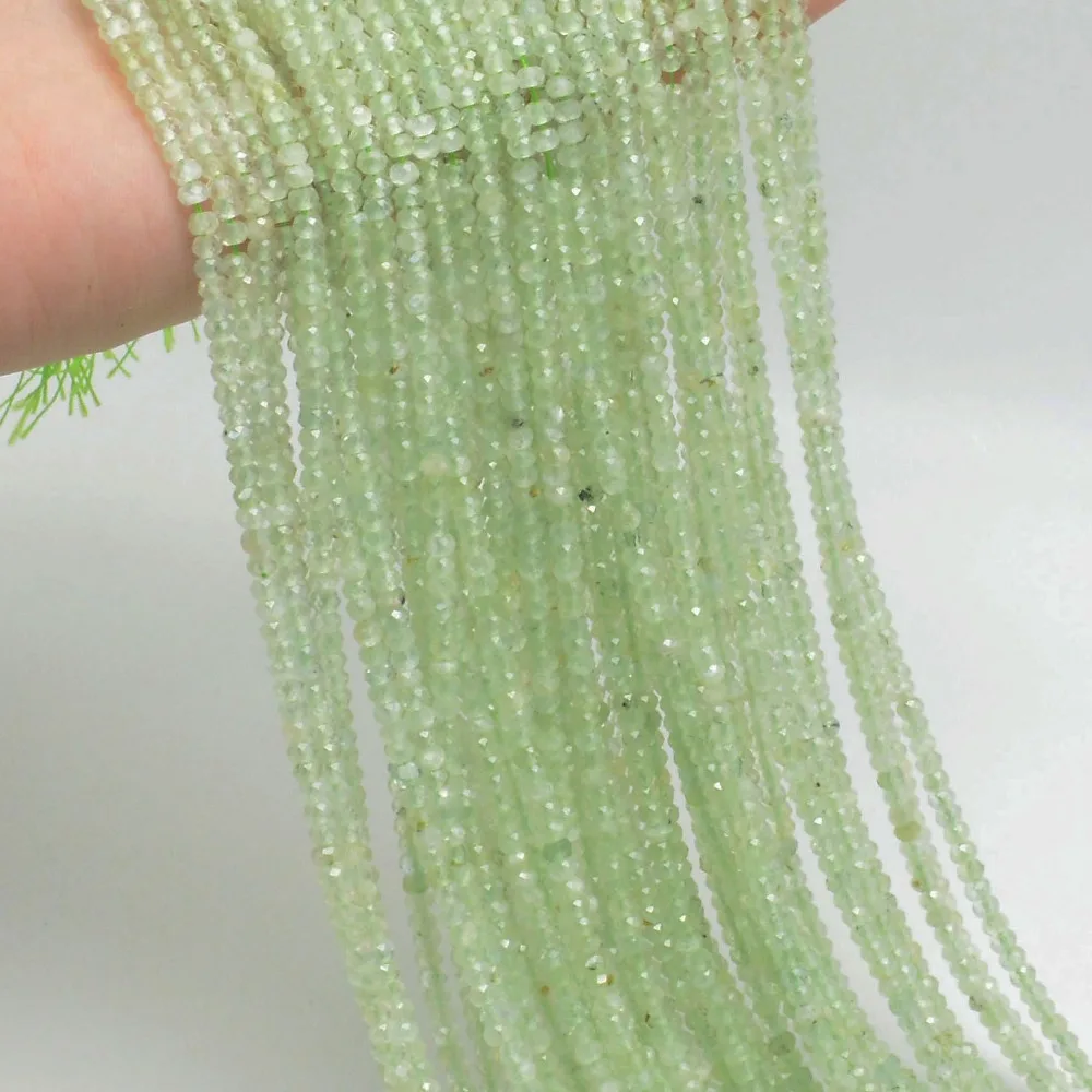 

2 strands 3x2mm / 4x2mmNatural Prehnite Faceted Rondelle Beads