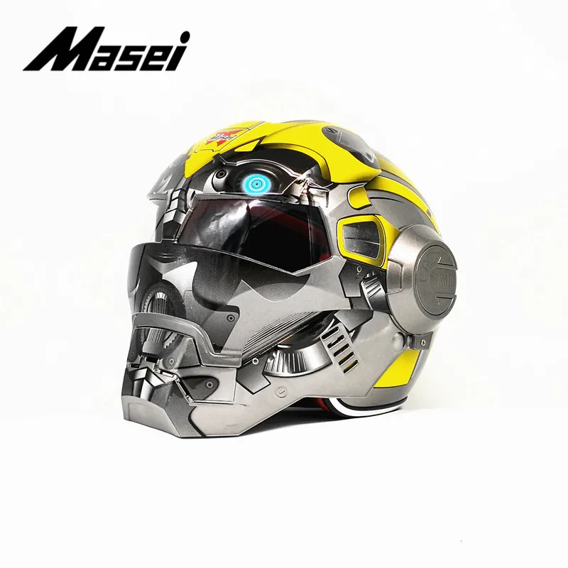

Masei IRONMAN helmet motorcycle helmet half helmet open face helmet casque motocross car accessories sticker casco moto yellow