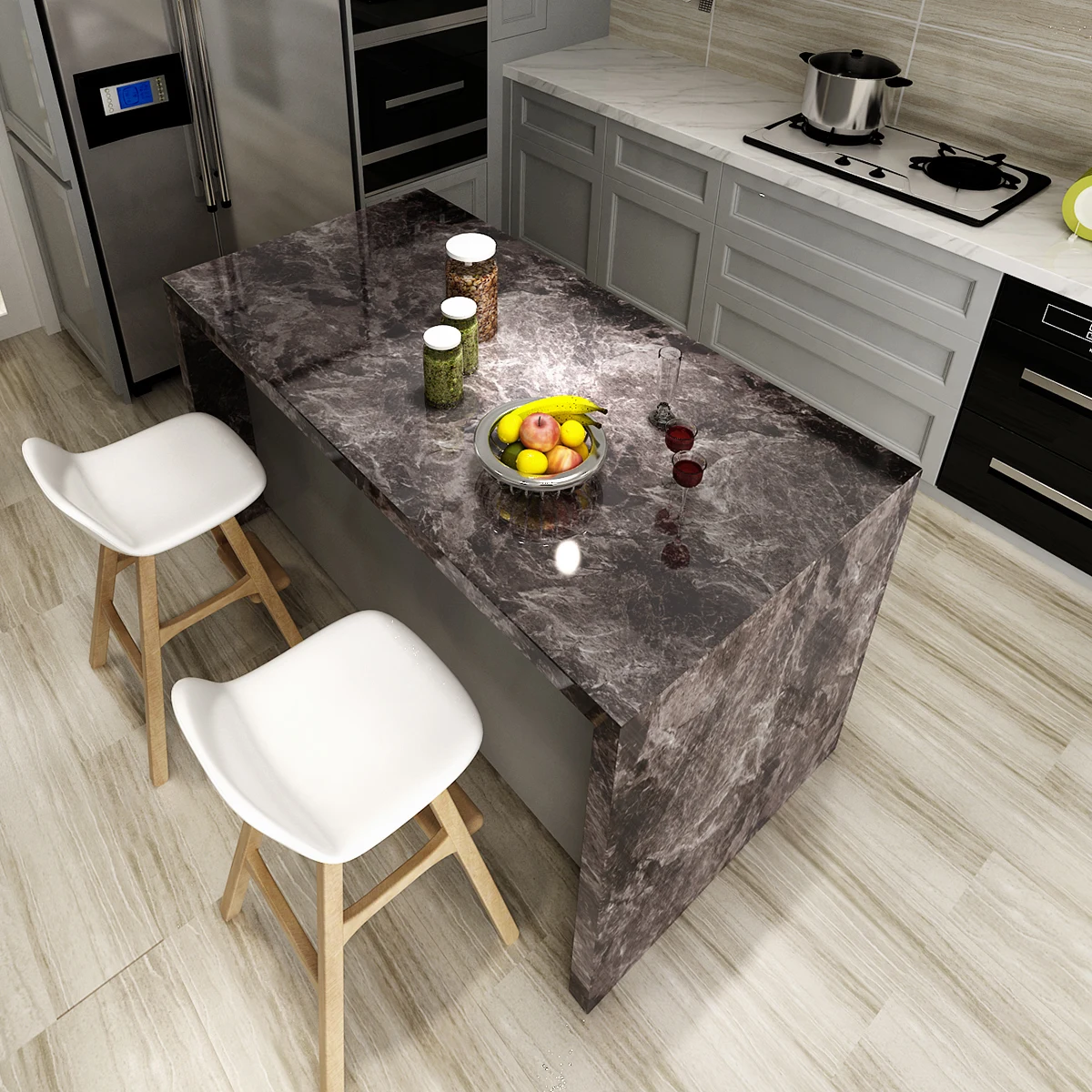 1M/2m Marble Waterproof Countertop Wall Stickers Vinyl Self Adhesive Wallpapers Decorative Film Kitchen Cabinets Contact Paper