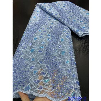 

Sequin Design Mesh French Lace Fabrics High Quality Latest Designs Appliqu Bridal Fabric High Quality Lace AMY3471B