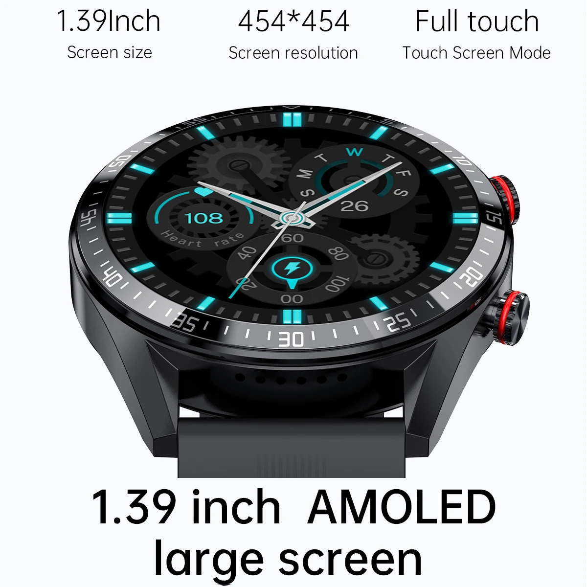 Vwar REX Pro Bluetooth Call Smart Watch AMOLED Screen Always on Display 4G Storage TWS Music Men Smartwatch Blood Pressure Clock