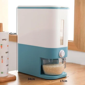 

Cereal Dispenser Storage Box Measuring Cup Kitchen Rice Container Organizer