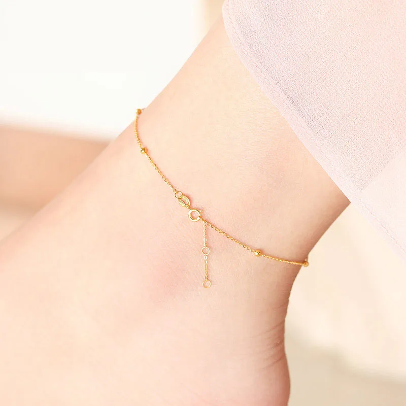 NYMPH Genuine 18K Gold Anklet Pure AU750 Yellow White Rose Gold Fine