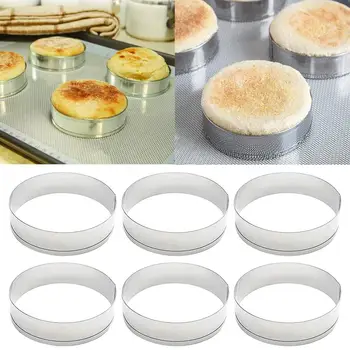 6Pcs Stainless Steel Cake Muffin Crumpet Bread Rings Bakery Baking Mold
Tools Mold Size Adjustable Bakeware