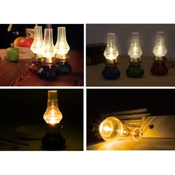 

Retro 1 Set Retro Blow Control Lamp Led Charging Antique Kerosene Lamp Usb Bar Lamp Imitation Candle Retro Lamp
