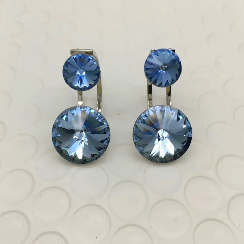 

2021 Trendy Design Double Round Rivoli Stones Drop Earring Crystals From Austria For Women Party Wedding Jewelry Gifts