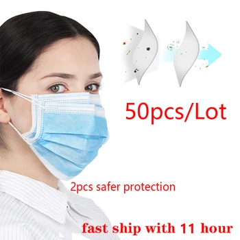 

Disposable Mask 3-layer Protection mask Anti-virus 50pcs Outdoor Mouth Mask Meltblown Non Woven Anti-Dust Masks Fast delivery