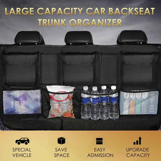 Organizador de maletero de coche, bolsa de almacenamiento ajustable con  múltiples bolsillos, red de alta capacidad, multiusos, Oxford - AliExpress