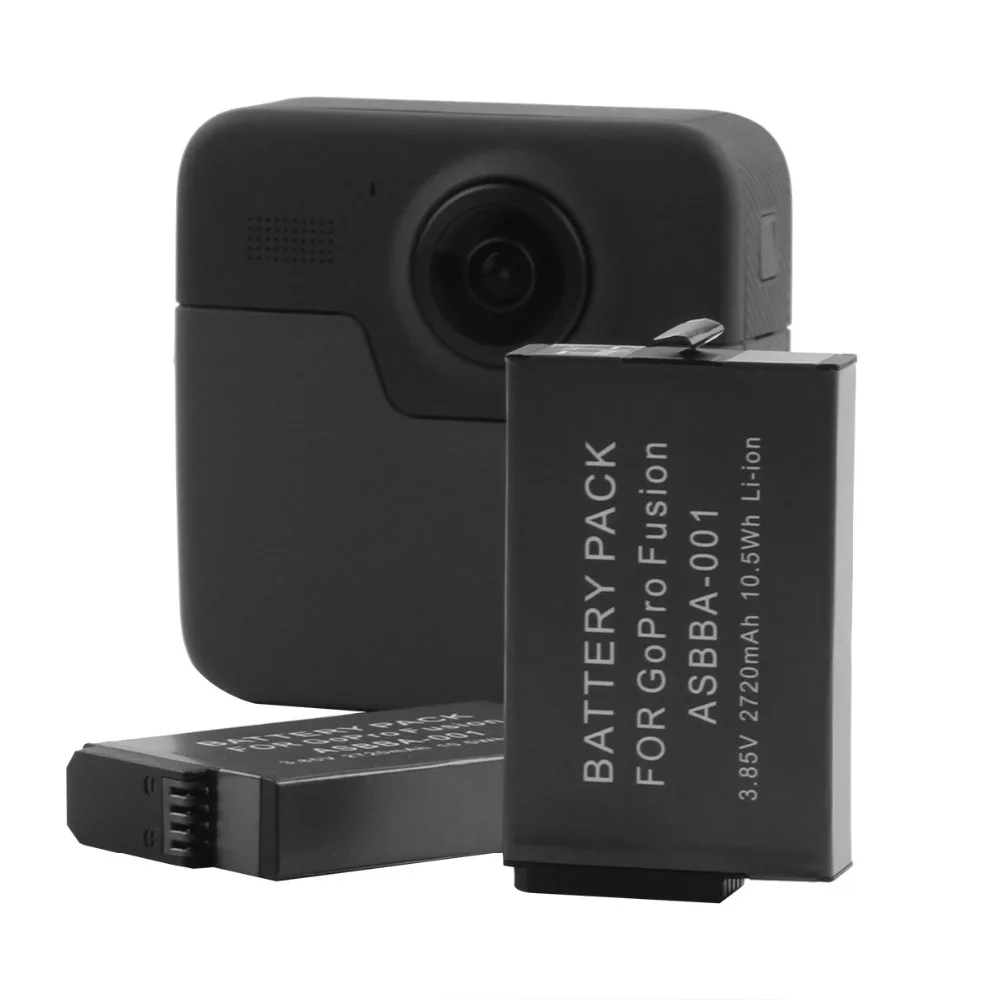 Bateria + Carregador Duplo para Gopro à Prova Câmera de Vídeo Pces Fusão 2720 Mah Dwaterproof Água 360 Graus Panorama Acessório 2 go Pro - Image 2
