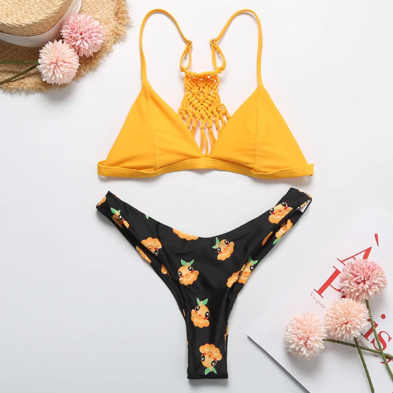 Бикини вязаное крючком купальник из 2 предметов женское бикини стринги