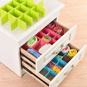 

4pcs/Set Plastic DIY Grid Drawer Adjustable Separator Divider Household Necessities Storage Organizer Space-saving Tools