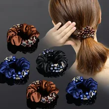 Elegant temperament flower hair rope crystal ponytail rubber band hair tie women's fashion boutique hair accessories