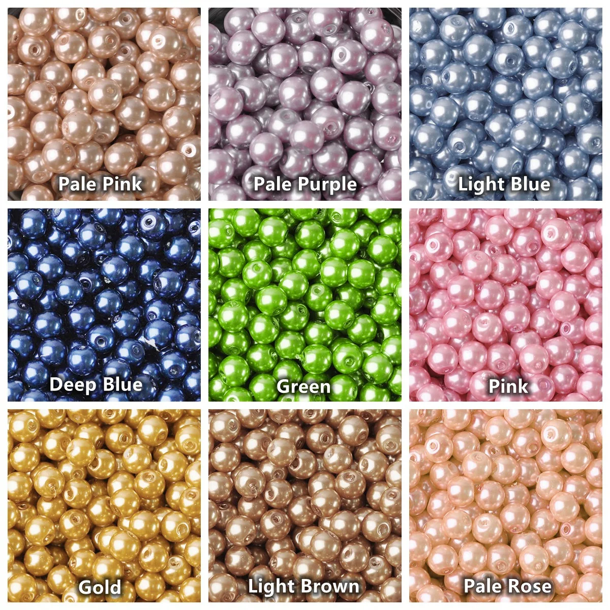 Lot Colors Round Pearl Coated Glass 4mm 6mm 8mm 10mm 12mm 14mm 16mm Loose Spacer Beads for Jewelry Making DIY Crafts
