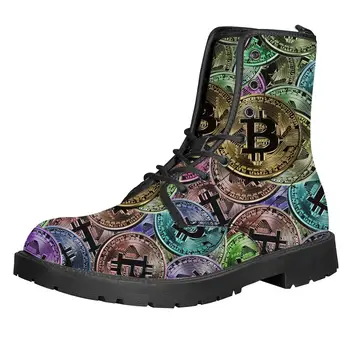 

Customized Image LOGO Coin Money Print Men Boots Martin Boots Male Shoes Motocycle Boots Warm Ankle Boots Winter Shoes Men Shoe