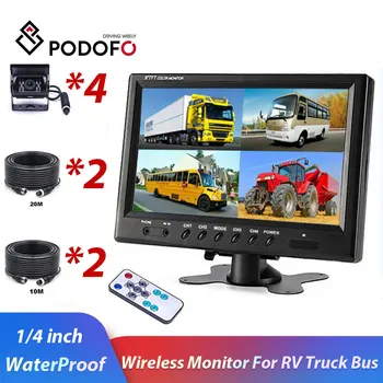 

Podofo 9" Wireless Monitor Vehicle Backup Rear View Camera Monitor Night Vision Rearview Backup Camera System for RV Truck Bus