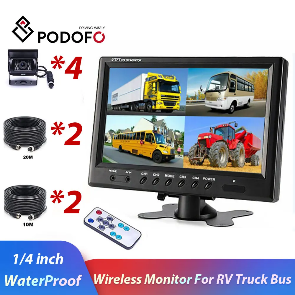 Podofo 9 &quotбеспроводной монитор заднего вида автомобиля камера ночного видения
