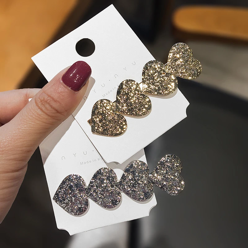 

Fashion Metal Shiny Hair Clip Heart Shape Hairpins For Cool Girl Women Hair Accessories Gorgeous Headwear