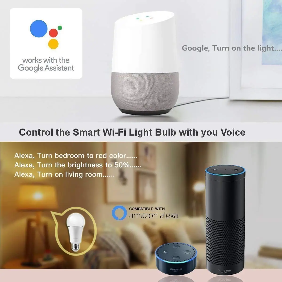 Wifi-патрон, умный свет светодиодный лампочка E14 60 Вт эквивалент разноцветные затемнения RGB пульт дистанционного управления домашний комплект работает с Alexa Echo Google Home