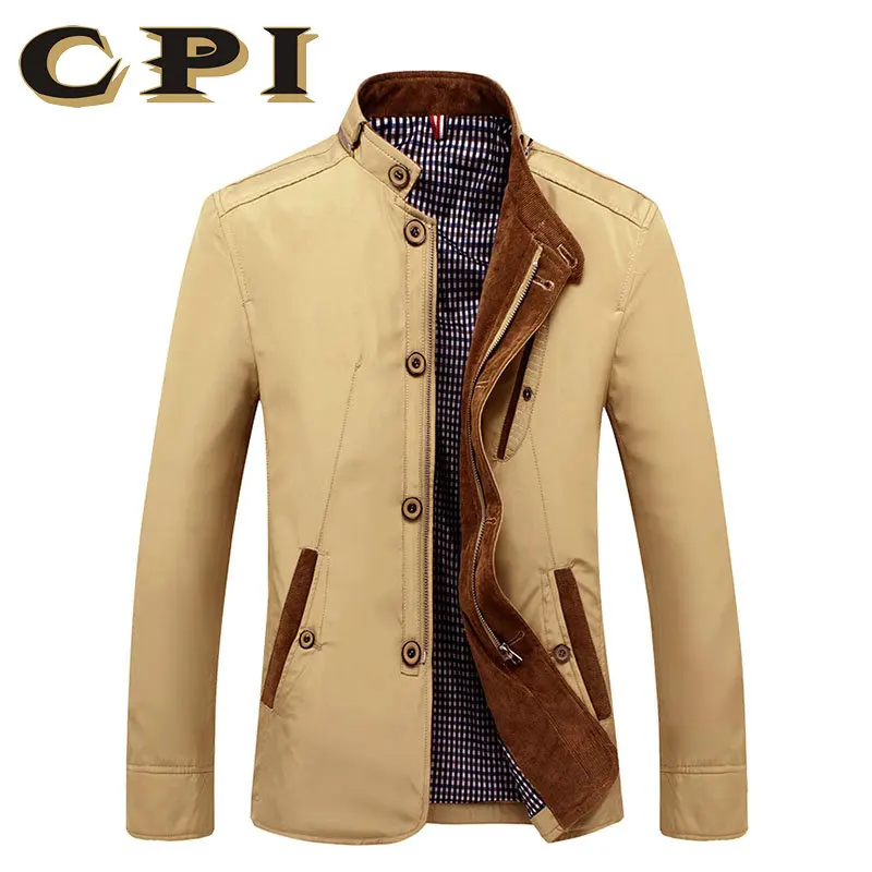 

Spring Autumn Polyester Slim Fit Thin Stand Button Male Casual Jacket Men Short Windbreaker Jackets Coat Blue Khaki 4XL HJ-01