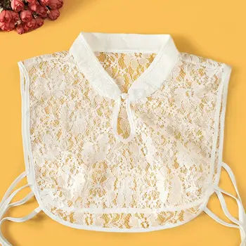 

Chinese Style Stand Fake Collar Hollow-out Crochet Lace Necklace Choker Button