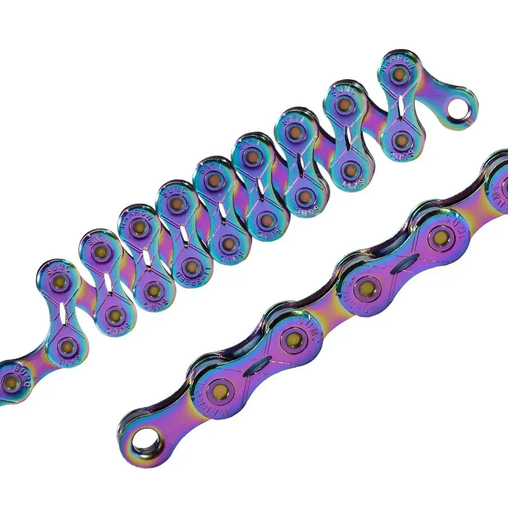 Велосипедная цепь SUMC 10S 11S 12S цепи горный MTB полуполый цепь цветов радуги
