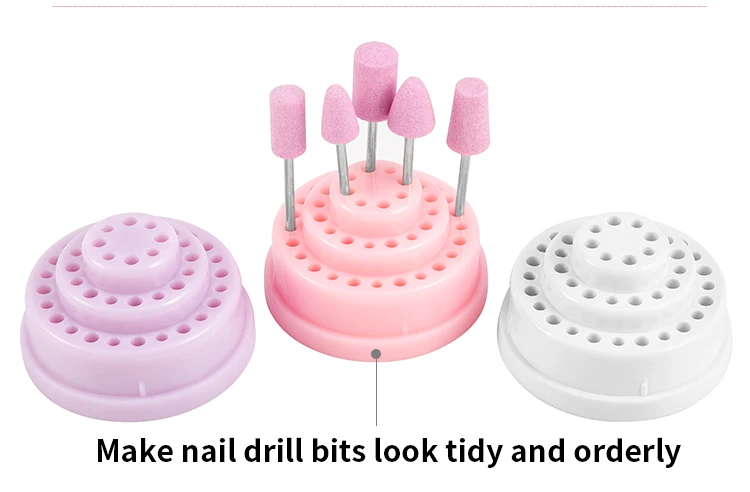 3 Colors 48 Holes Nail Art Drill Bits Empty Storage Box Holder Stand Display Container Manicure Accessories Acrylic Cover Tools