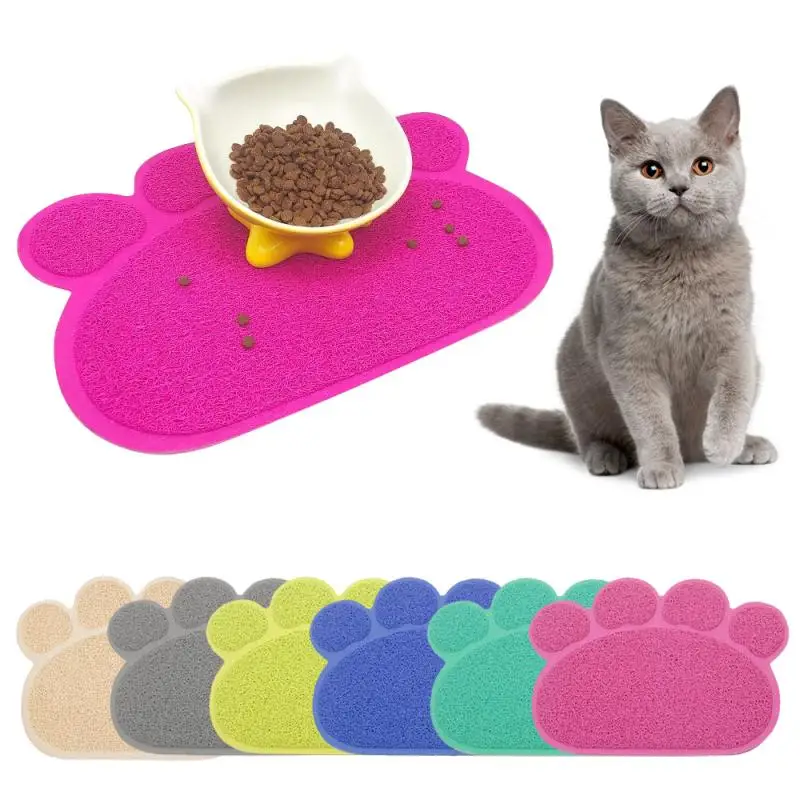 Коврик для кормления щенка, собаки, котенка, кошки, милый коготь, кость, ПВХ, корм для еды, миска для воды, коврик для размещения, противоскользящий, водонепроницаемый