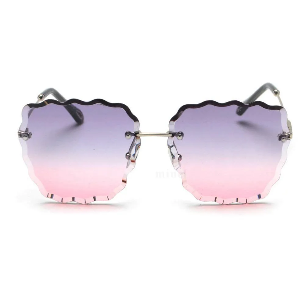 purple pink MINCL/Модные солнцезащитные очки для женщин без рамки Алмазная резка красочные линзы градиент квадратная рамка солнцезащитные очки с коробкой FML - Цвет линз: purple pink