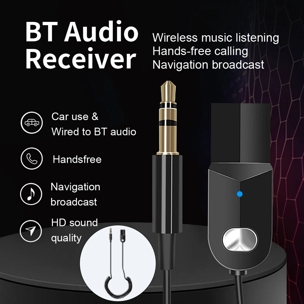 Мини BT5.0 разъем AUX Bluetooth приемник автомобильный комплект аудио MP3 музыка USB адаптер