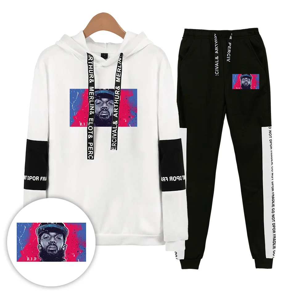 Распродажа, осенне-зимние толстовки с капюшоном nipsey hussle и спортивные штаны, хлопковый комплект из двух предметов для мужчин и детей, спортивная одежда