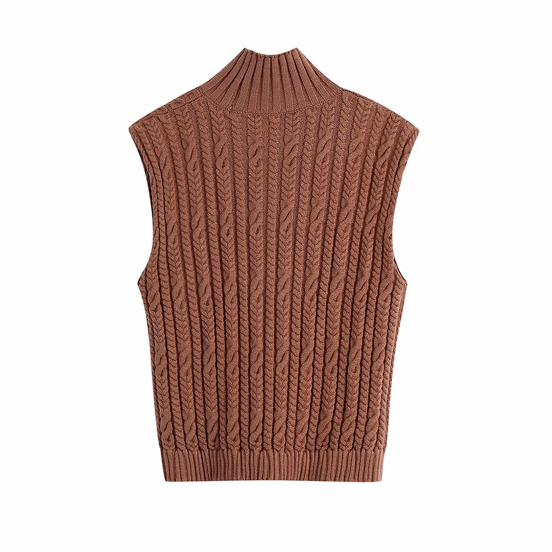 New Winter Brown Turtleneck Women Knitted Sweater