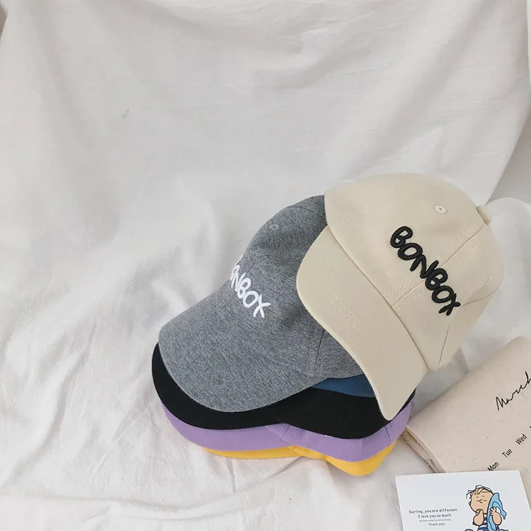 Korean Style Boys Girls Letters Embroidery Fashion Baseball Cap 1-6 Years Kids 6 Colors Casual Hats
