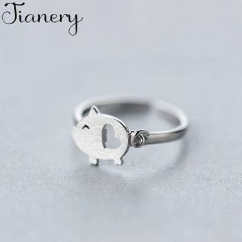 

JIANERY Personality Exaggerated 925 Sterling Silver Pig Rings For Women Engagement Jewelry Girls Open Finger Rings