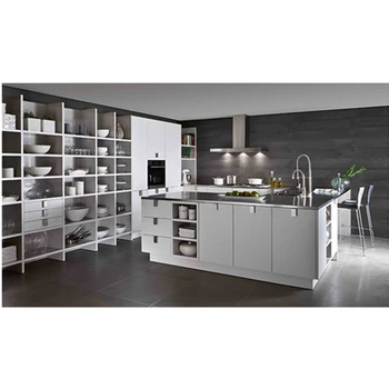 

2020 Latest styles island kitchen cabinet furniture China Manufacture Modern Design Wooden Kitchen Cabinet Blum Hardware