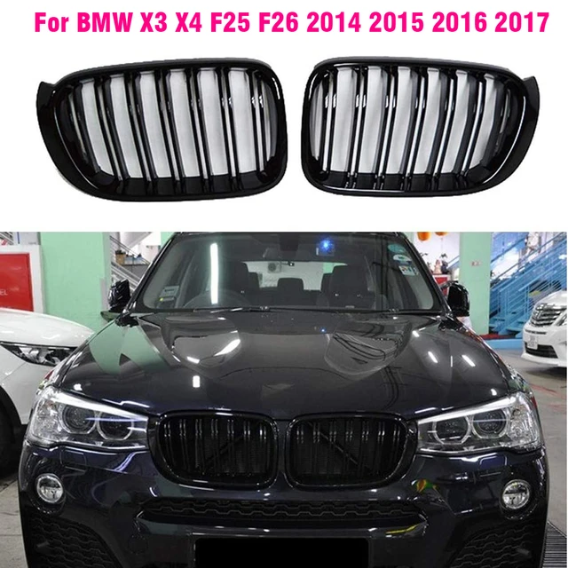 One Pair Car Front Grille Racing Grills Diamond Kidney Grilles For BMW X3  X4 F25 F26 2014 2015 2016 2017 Chrome Meteor Style - AliExpress