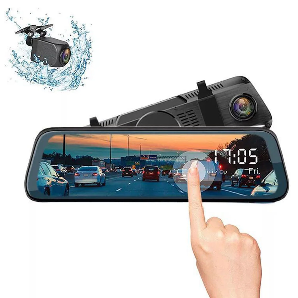 Full HD Автомобильный видеорегистратор Камера 1" ips сенсорный экран зеркало заднего вида камера заднего вида приборная Камера Двойная камера для автомобиля приводной рекордер